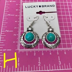 Lucky Brand Silver and Turquoise colorful beaded tassels Earrings
